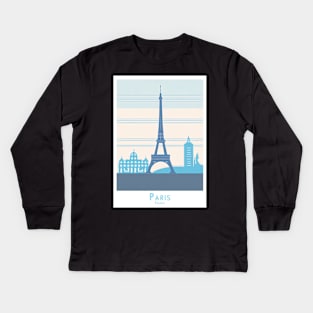 Minimalist Paris Skyline Art - Elegance and Simplicity Kids Long Sleeve T-Shirt